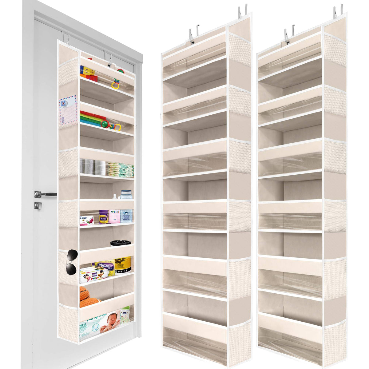 Homelux Theory Upgraded 2 PC Over The Door Organizer 55x14x6.7, 6 Large Capacity Front & 12 Side Pockets - Product image 1
