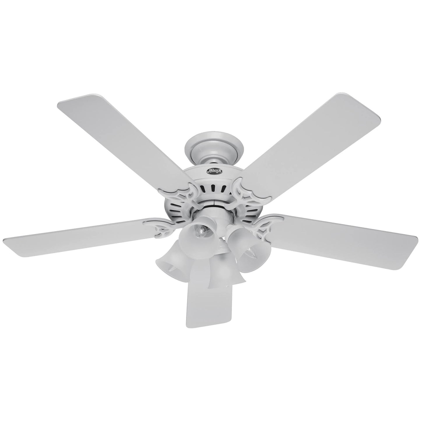Hunter Studio Series 52" Ceiling Fan with 4-Light Kit - White - White/Bleached Oak Blades - Product image 1