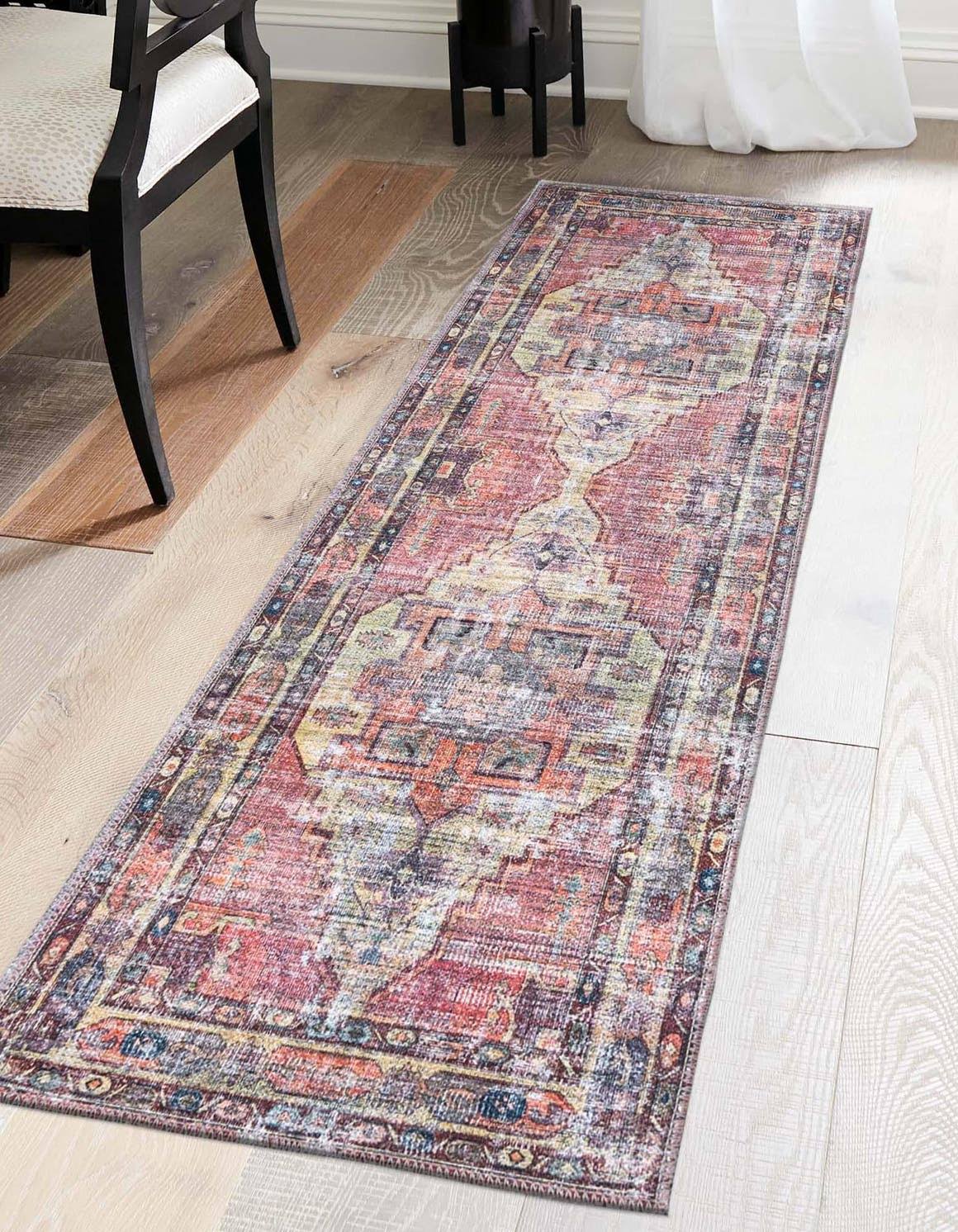 Unique Loom Maahru Wasahable 4 ft Runner Yellow Pink Area Rug - Product image 1
