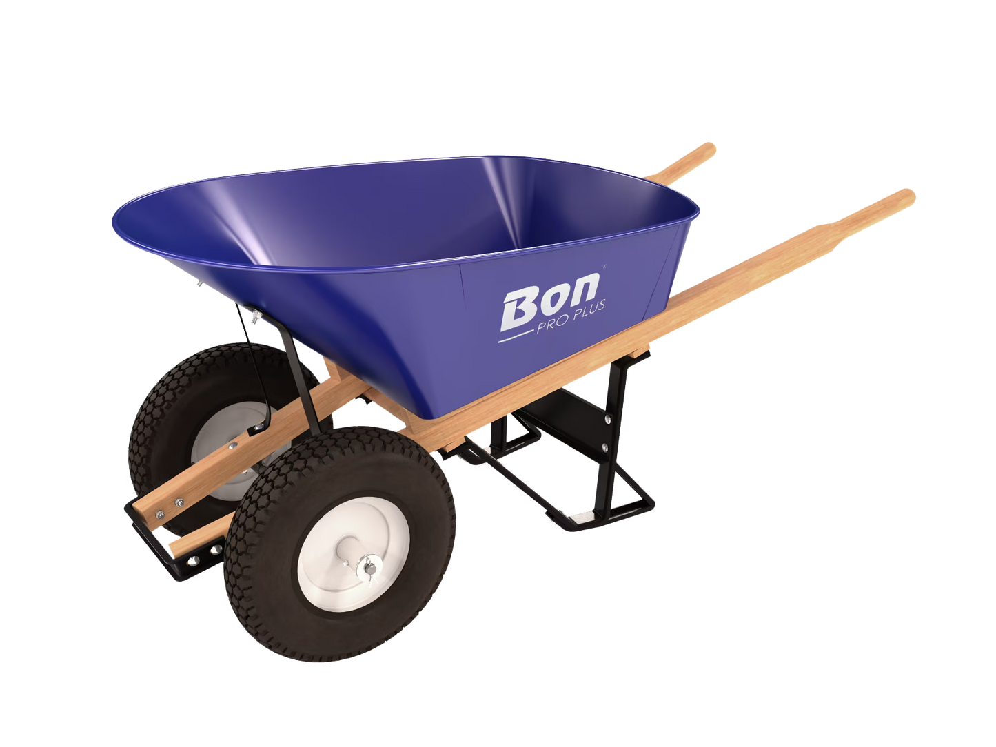 Bon 11 - 676 Double Knobby Tire Steel Wheel Barrow - 6 cu ft Tray - Wood Handle - Product image 1