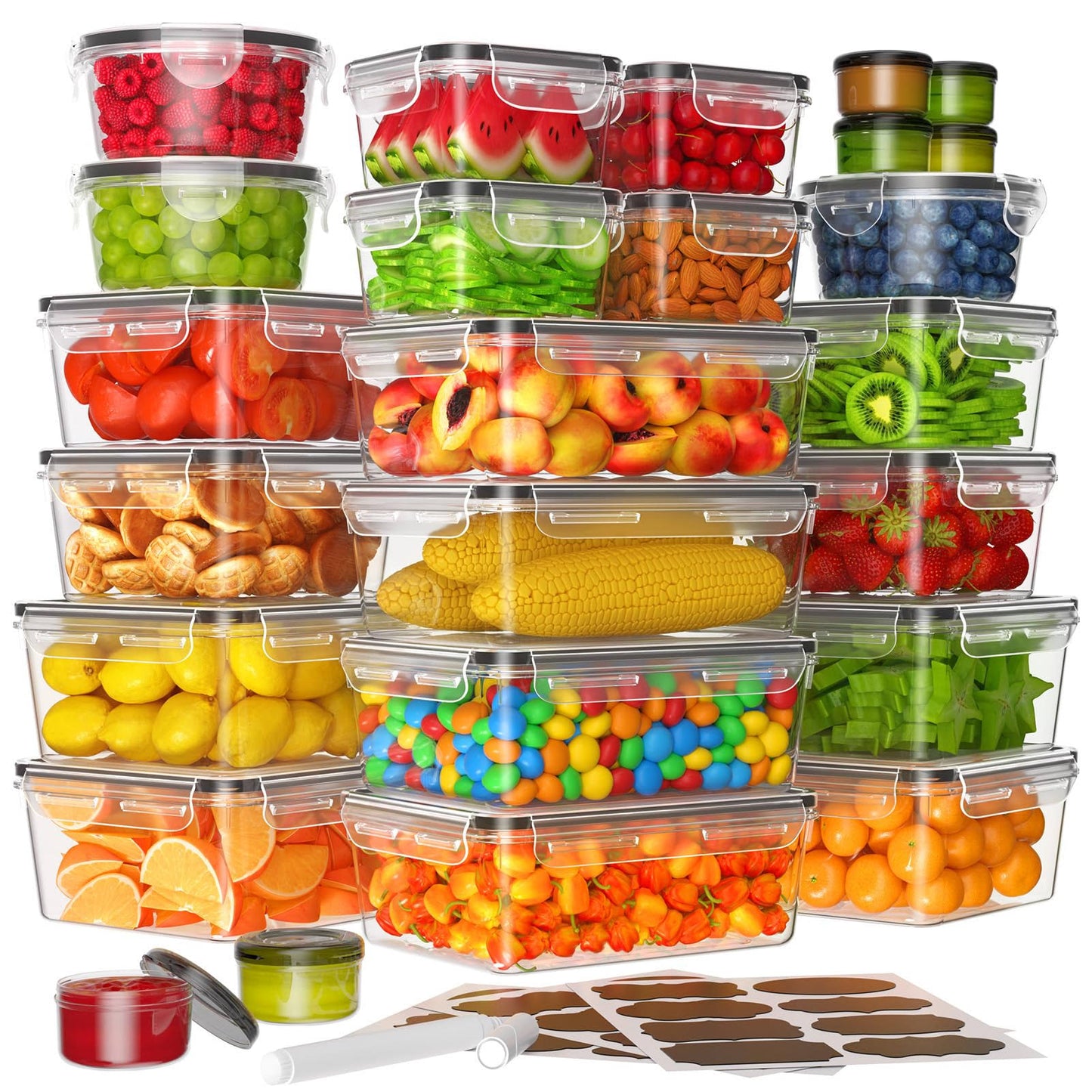 KEMETHY 50-Piece Large Food Storage Containers with Lids Airtight (25 Containers & 25 Lids) - Product image 1