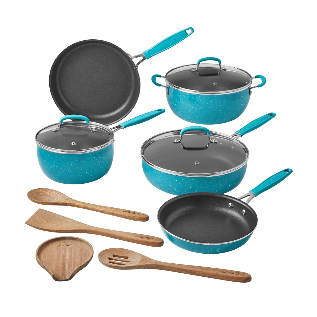 The Pioneer Woman Frontier Speckle 12-Piece Aluminum Cookware Set, Teal, Size: 12 Pieces - Product image 1