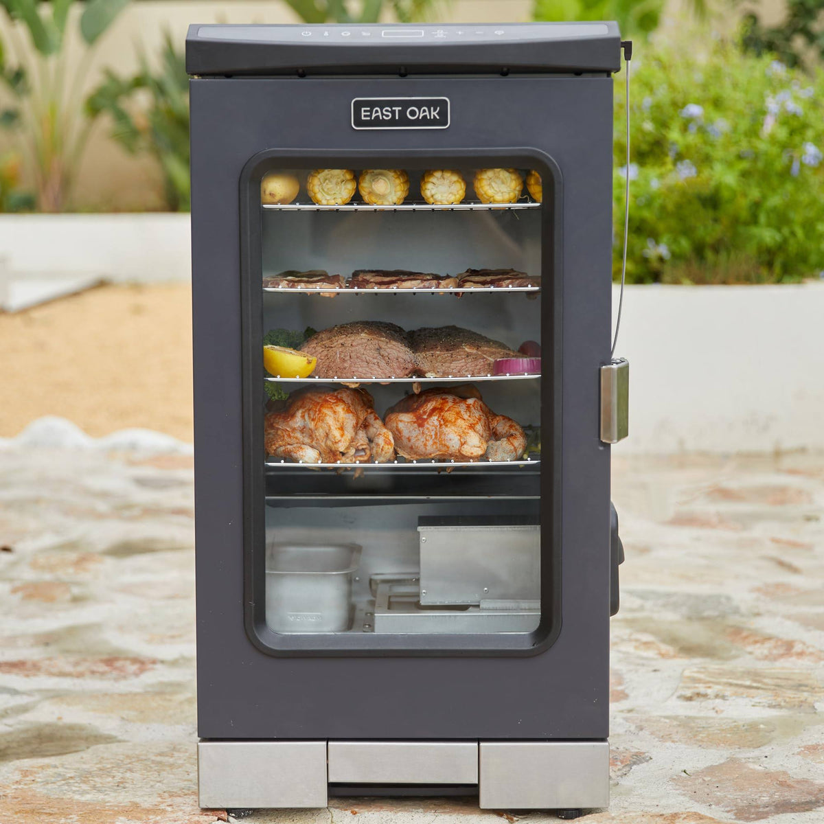 East Oak Electric Smoker 30'' with Visualization Window and Wheels, Black, Medium (pes23001) - Product image 1