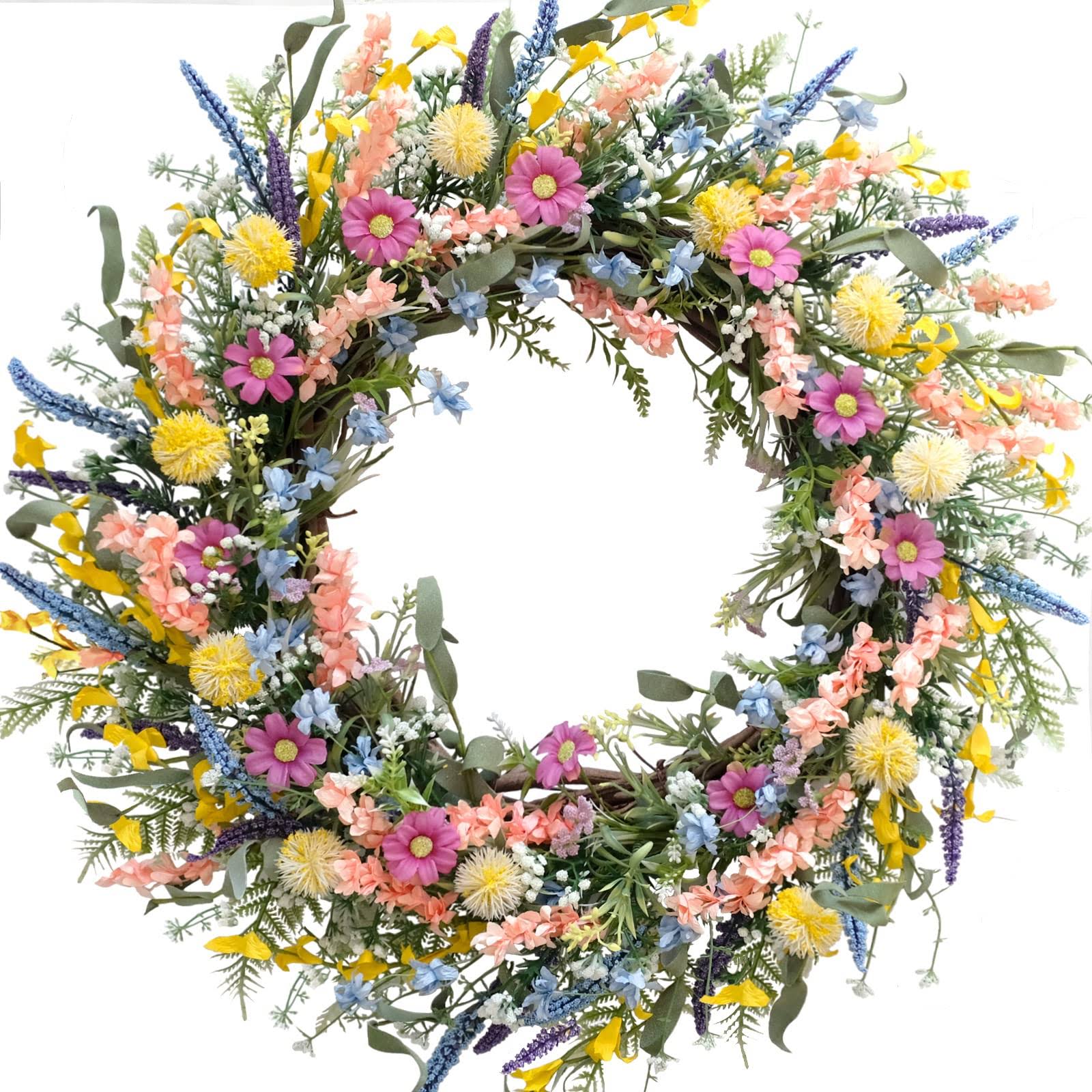 Egolot 24 inch Spring Summer Colorful Flower Wreath for Front Door - Product image 1