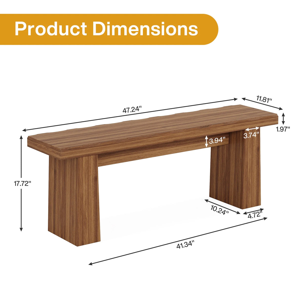 Fnova 48" Wooden Two - Person Backless Entryway Bench with Under - Bench Storage for Outdoor Garden - Product image 10