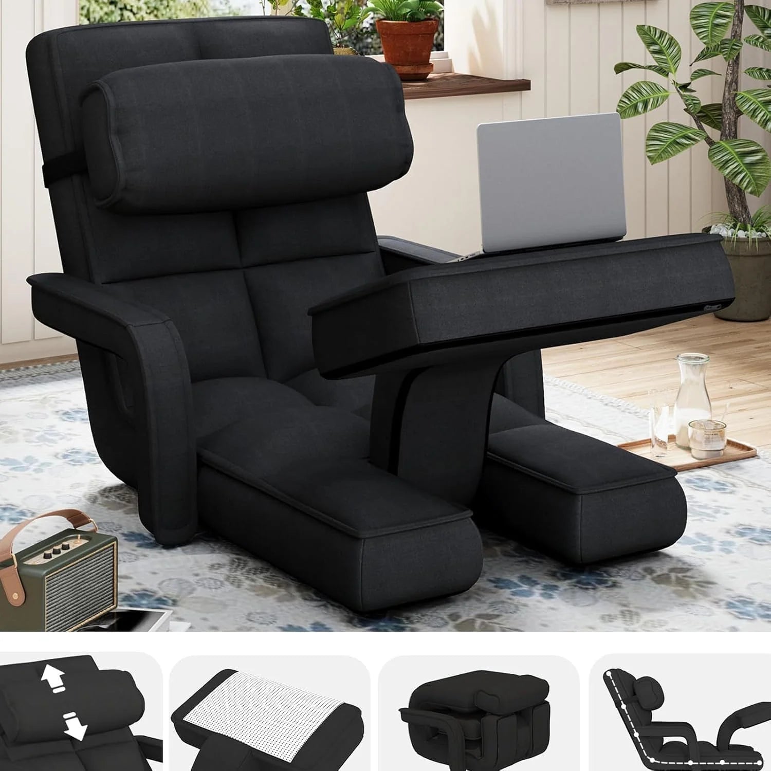 AECOJOY Floor Chair, Padded Folding Gaming Chair with 14-Level Adjustable Backrest, Portable Lazy Sofa - Product image 14