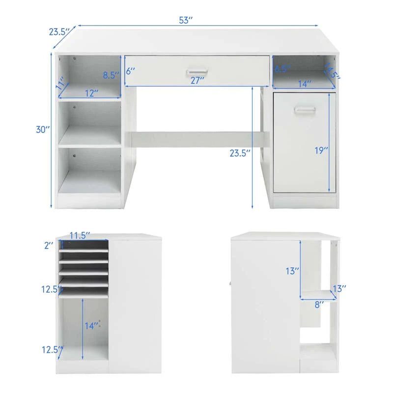 53" Artwork Sewing Craft Table Sewing Station Desk, Multipurpose Sewing Machine Cabinet with Drawers & Open - Product image 9