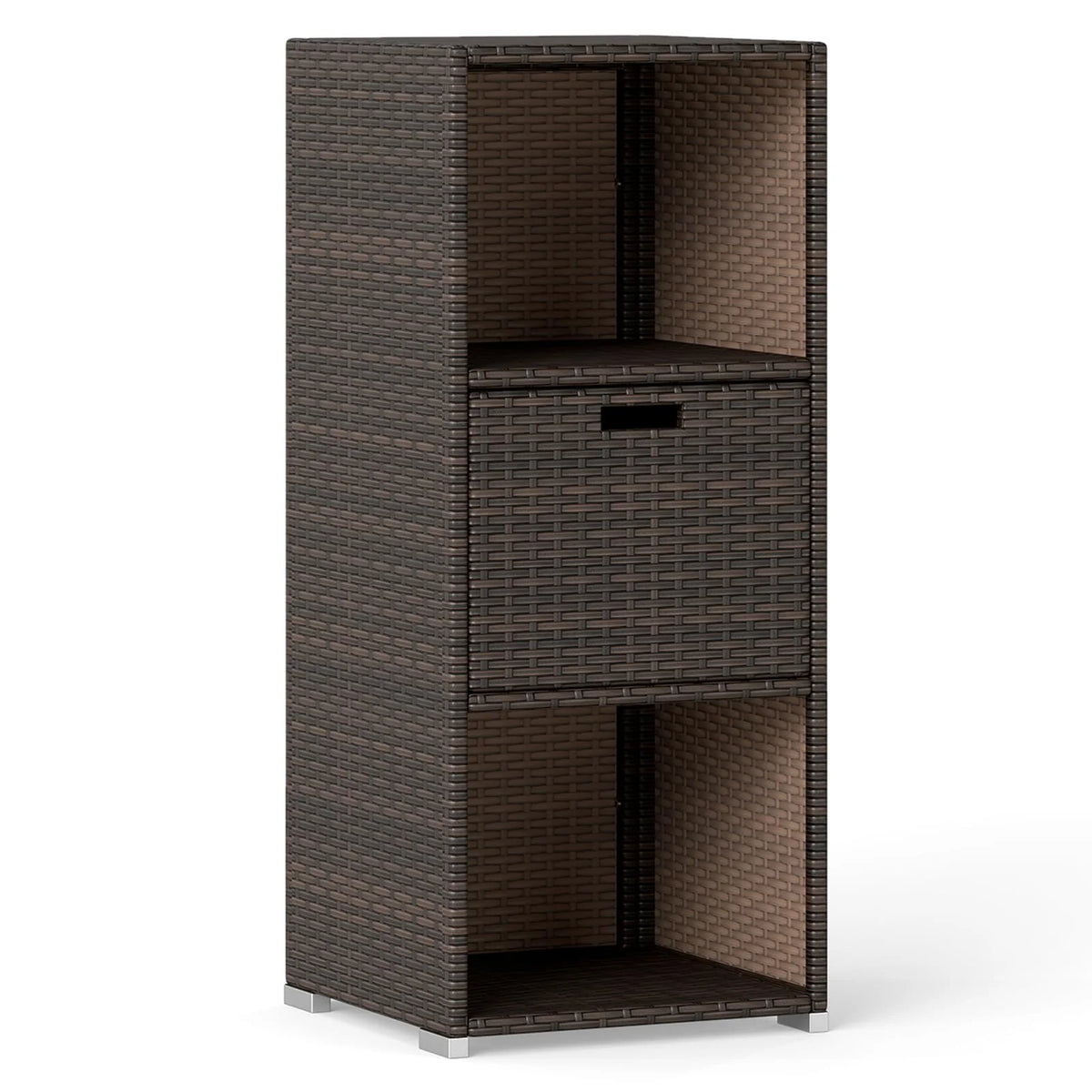 Tangkula Rattan Patiojoy Outdoor Wicker Cabinet with 3 Shelves - Product image 9