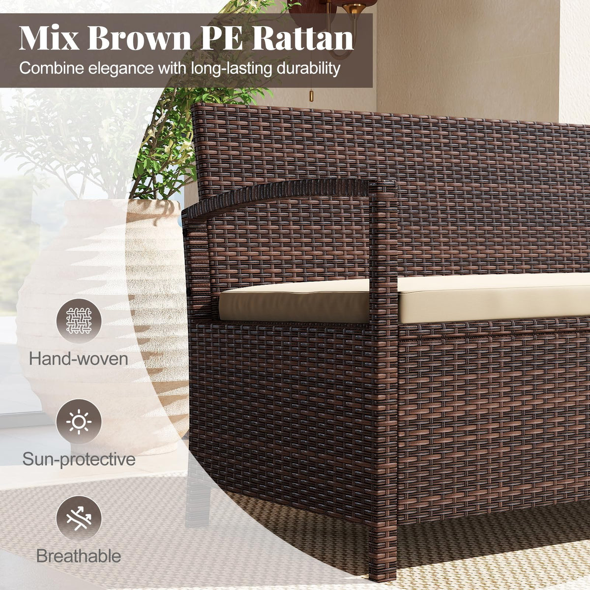 Tangkula 42 Gallon Outdoor Bench with Storage for Porch Backyard Poolside - Product image 5