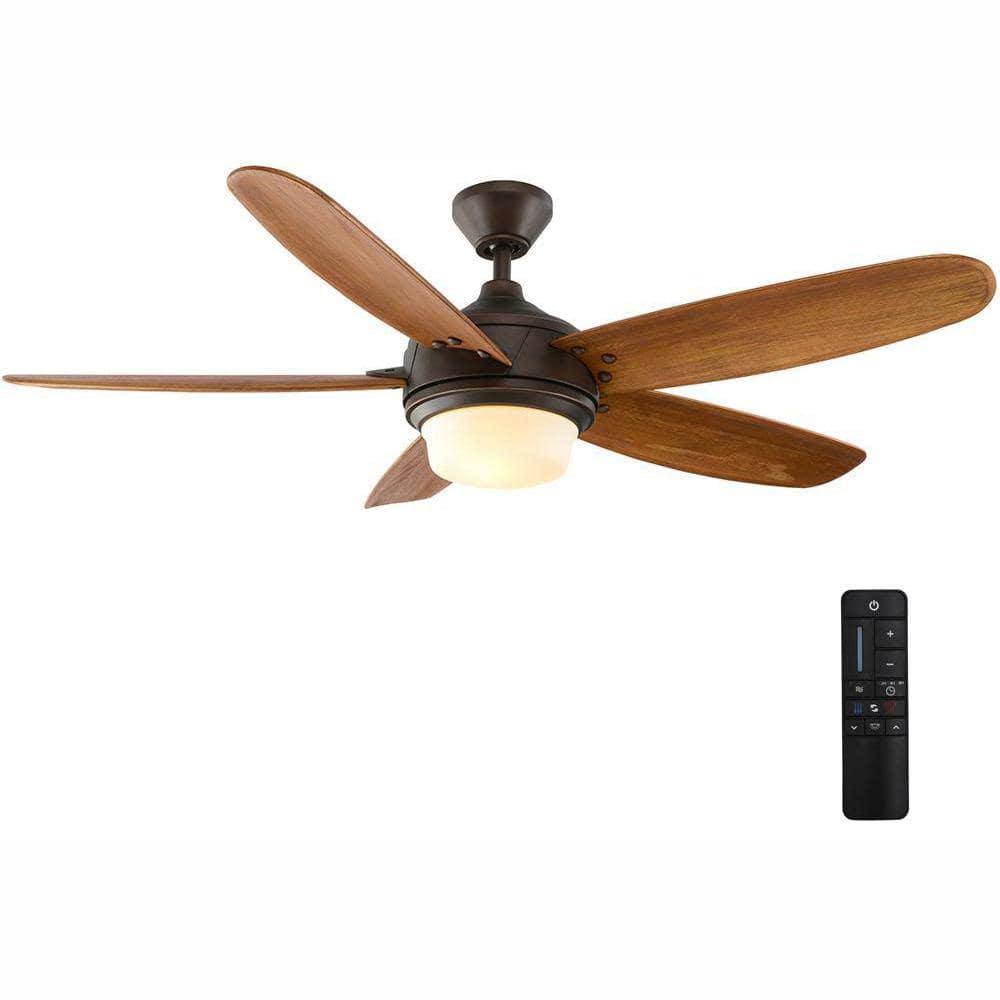 Home Decorators Collection Breezemore 56 in. LED Indoor Mediterranean Bronze Ceiling Fan with Light Kit and - Product image 1