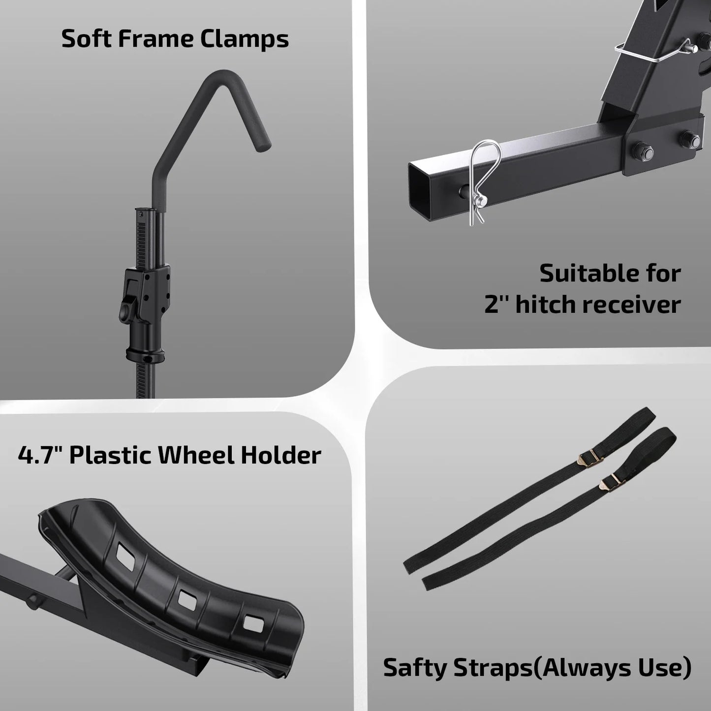 Ozark Trail Premium Platform Steel Bike Rack with 132 lb Load Capacity, 2'' Hitch Receiver E - Product image 5