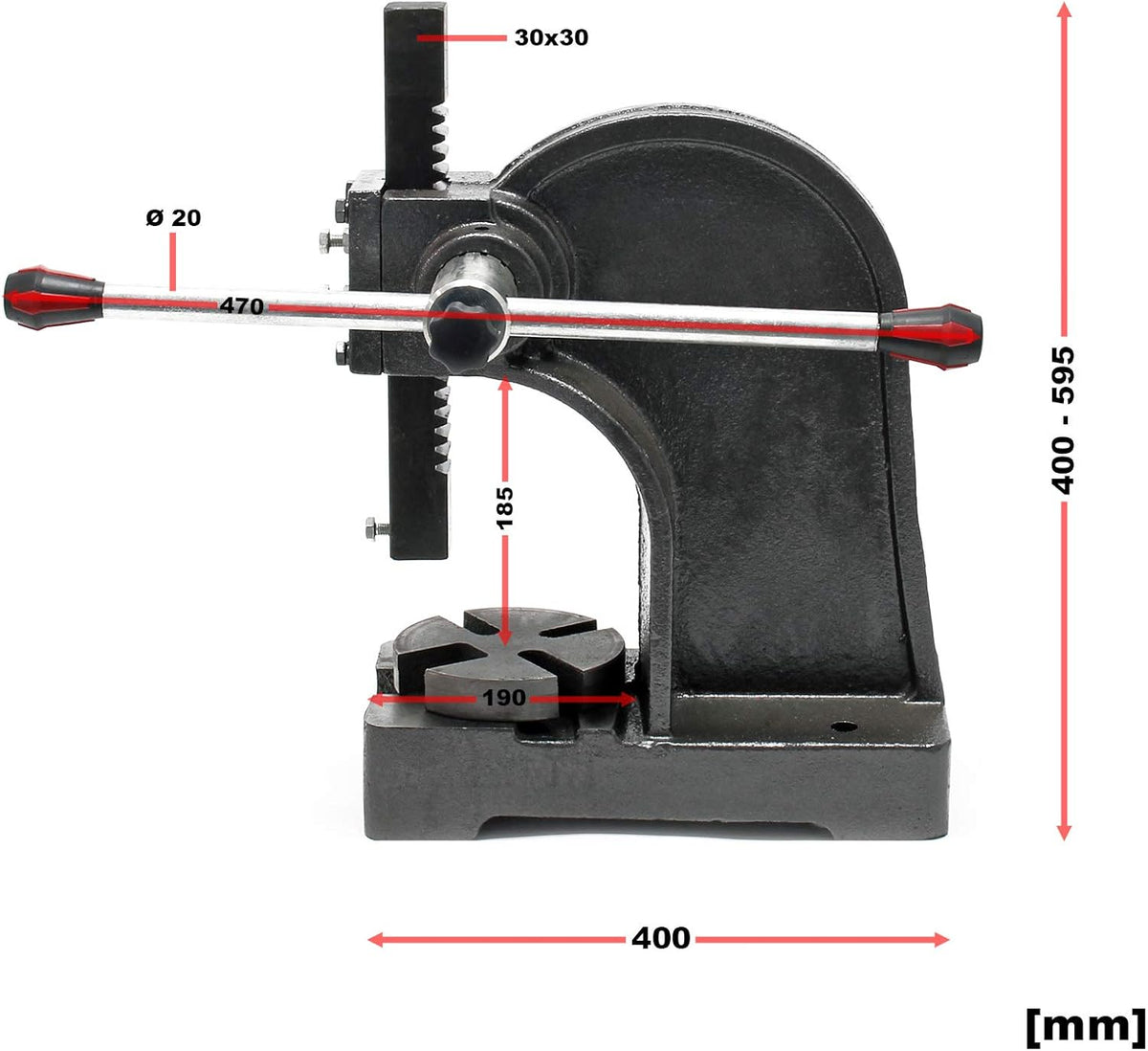 Lever press 1T Manual rack press Workshop tool Cast iron Compression force 2000 kg