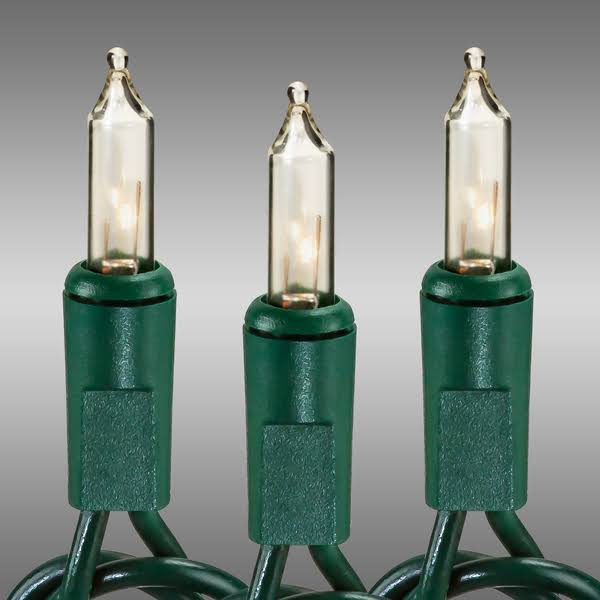 34 ft. - Green Wire - Christmas Mini Light String - (100) Clear Bulbs - 4 in. Bulb Spacing - Product image 1