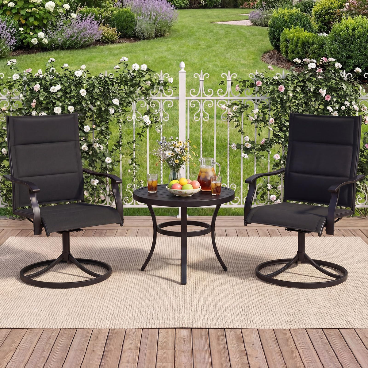 Tangkula Padded Patio Swivel Chairs Set of 4/2 Heavy Duty Metal Frame Rocker Chair - Product image 9