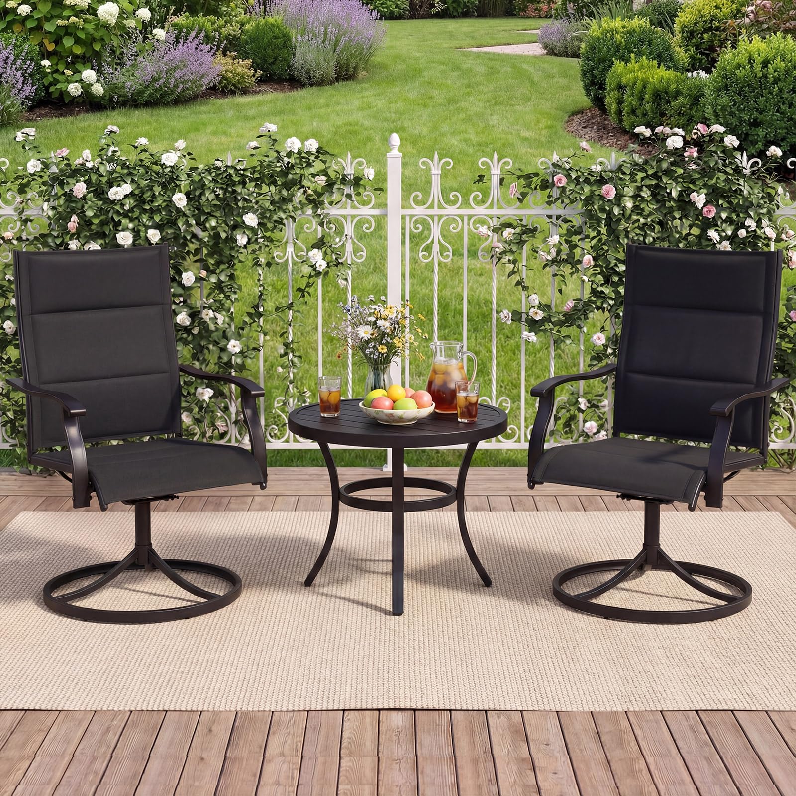 Tangkula Padded Patio Swivel Chairs Set of 4/2 Heavy Duty Metal Frame Rocker Chair - Product image 9