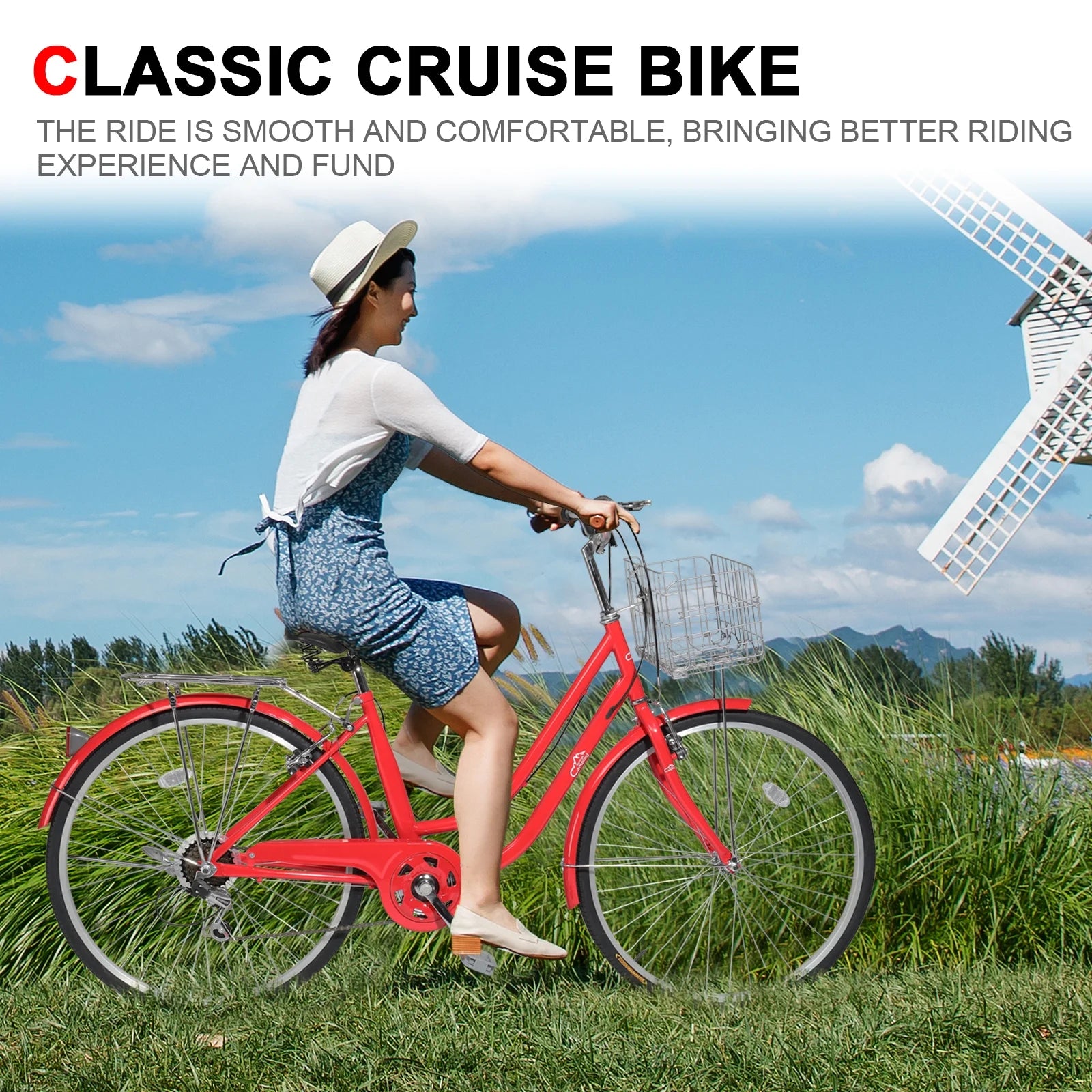 Ktaxon 26in Urban Commuter City Bike, Shimano 7 Speed Adult Road Bicycle, Pink - Product image 11