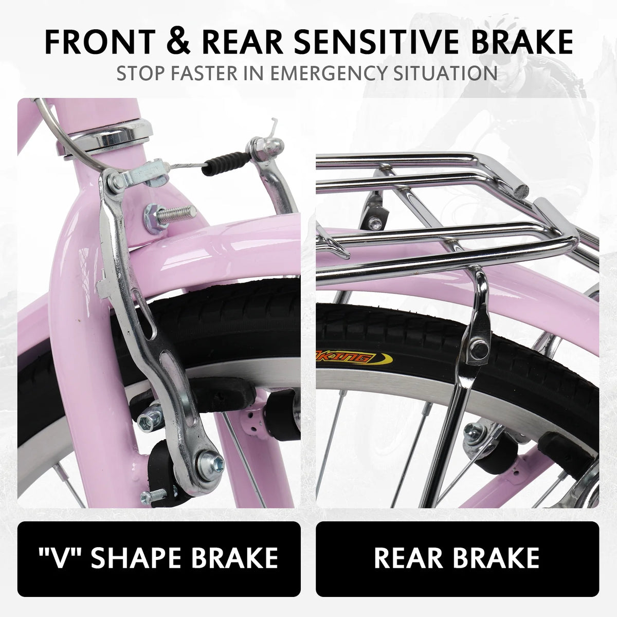 Ktaxon 26in Urban Commuter City Bike, Shimano 7 Speed Adult Road Bicycle, Pink - Product image 7