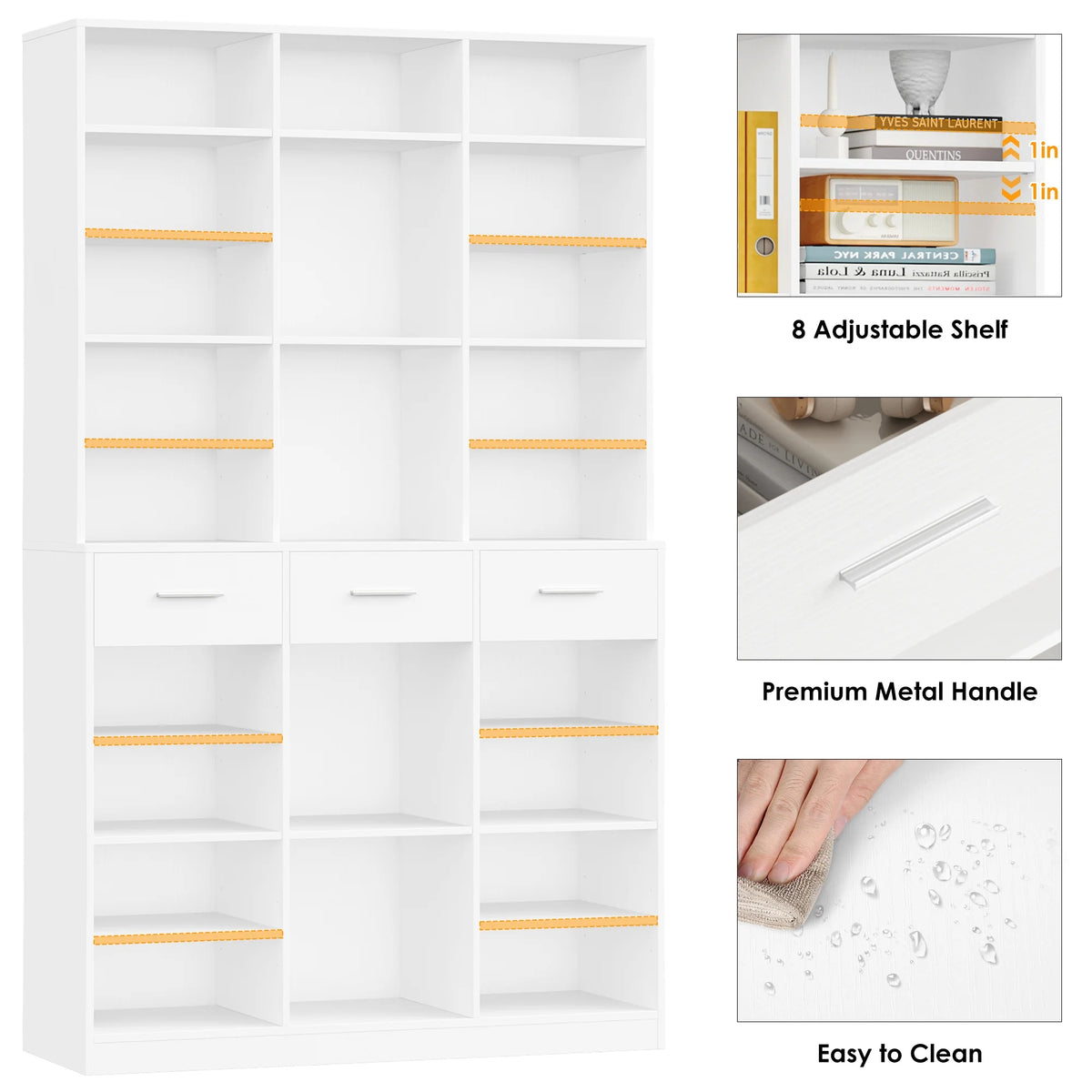 Homfa 75 - Inch Bookshelf and Bookcase with 3 Drawers, Wooden Storage Book Shelf with Adjustable Shelves - Product image 9