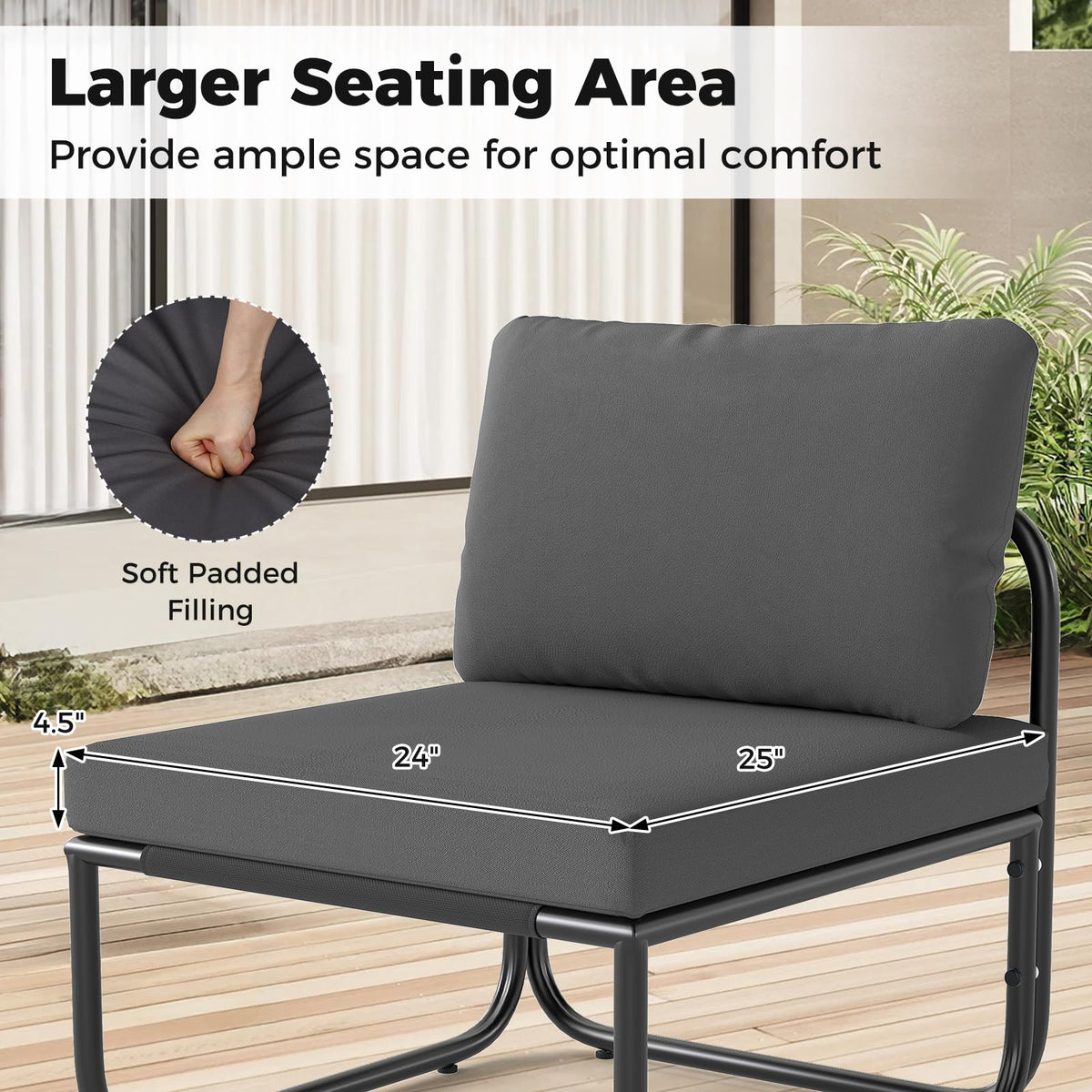 Tangkula 4 Pieces Patio Furniture Set with Cushions and Tempered Glass Coffee Table - Product image 9