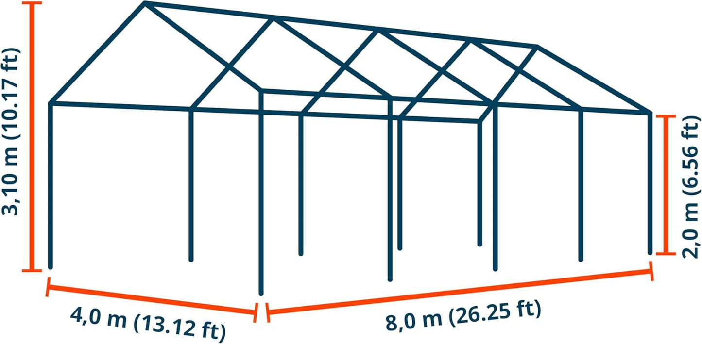 TOOLPORT Storage Tent 4x8 m PVC tarpaulin 700 N waterproof shelter Gray