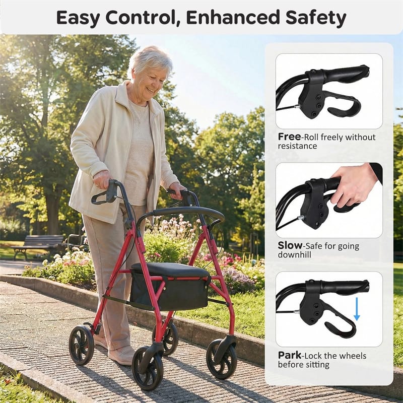Foldable Rollator Walker with Seat & Height Adjustable Handles for Seniors - Product image 16