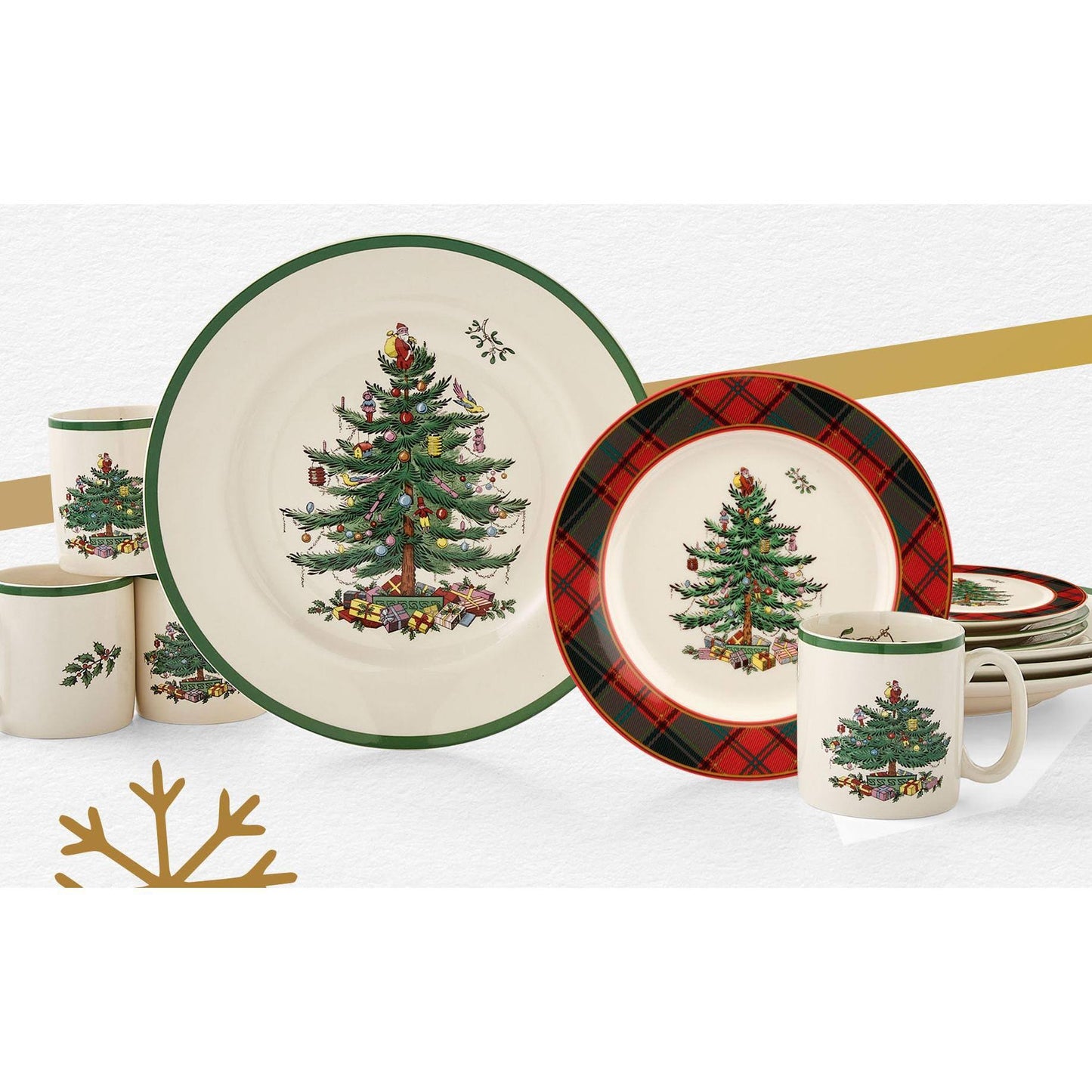 Spode Christmas Tree Tartan 16 Piece Dinnerware Set - Product image 1
