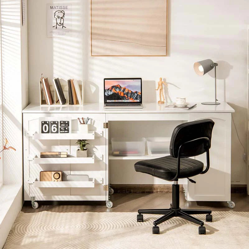 62.5" Folding Sewing Table Rolling Craft Station with Storage Cabinet & Shelves - Product image 11