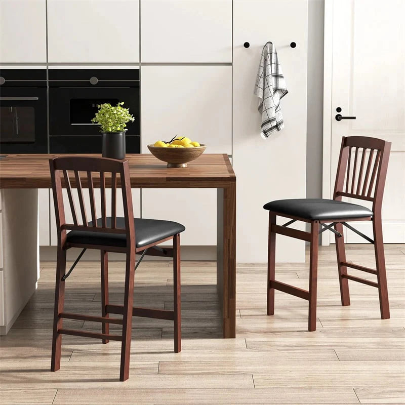 Set of 2/4 Folding Counter Height Bar Stools, 24.5" Portable Kitchen Island Chairs with Padded Seat & - Product image 2