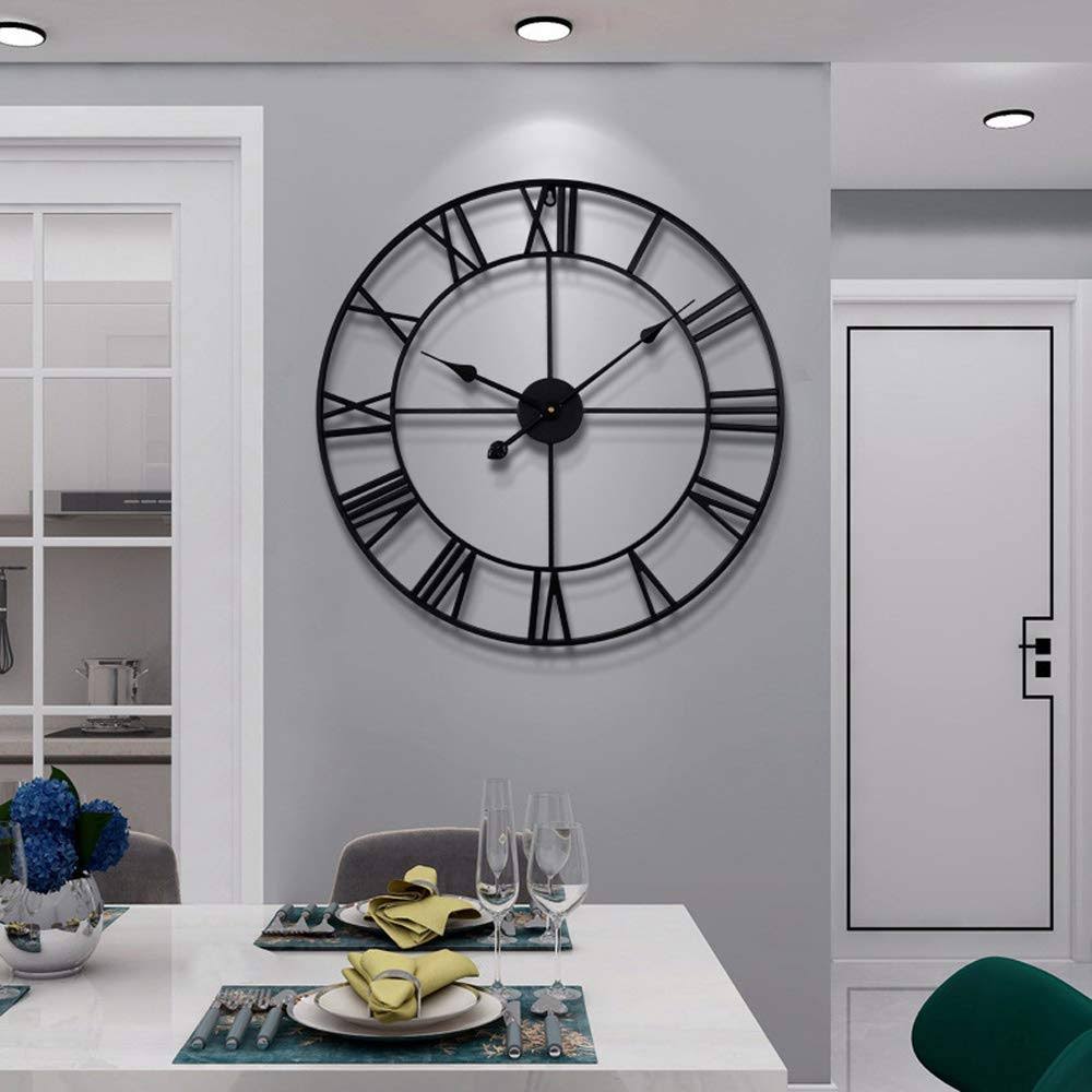 LEIKE Large Modern Metal Wall Clocks Rustic Round Nearly Silent Little Ticking Battery Operated Roman - Product image 1