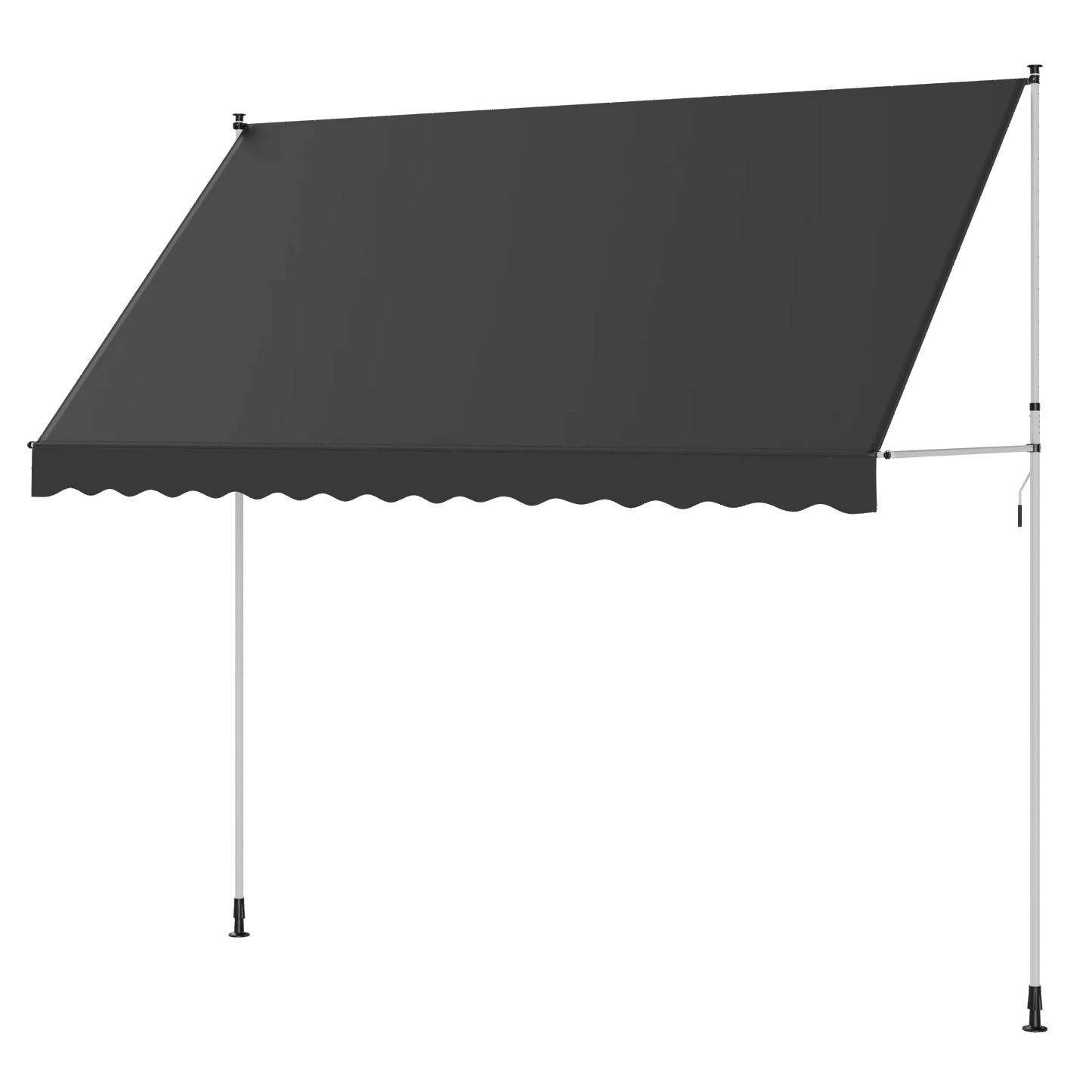 AECOJOY Manual Retractable Awning, 118" Non-Screw Outdoor Patio Awning, Dark Grey