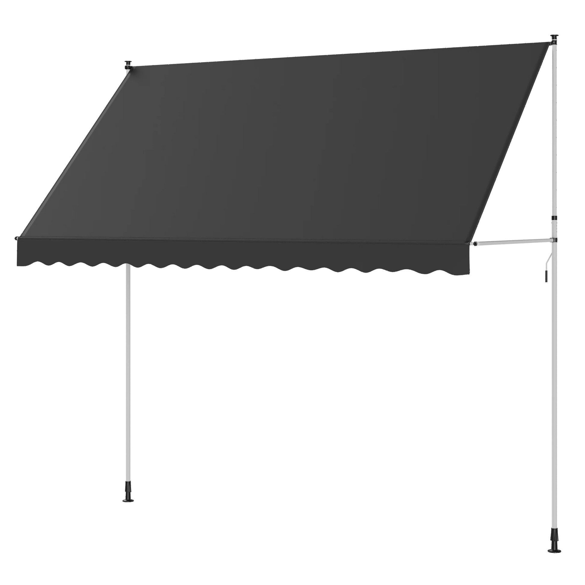 AECOJOY Manual Retractable Awning, 118" Non-Screw Outdoor Patio Awning, Dark Grey