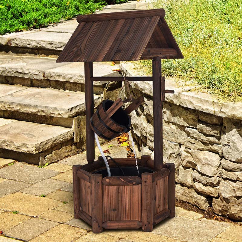 Rustic Outdoor Wishing Well Water Fountain with Electric Pump & Bucket - Product image 9