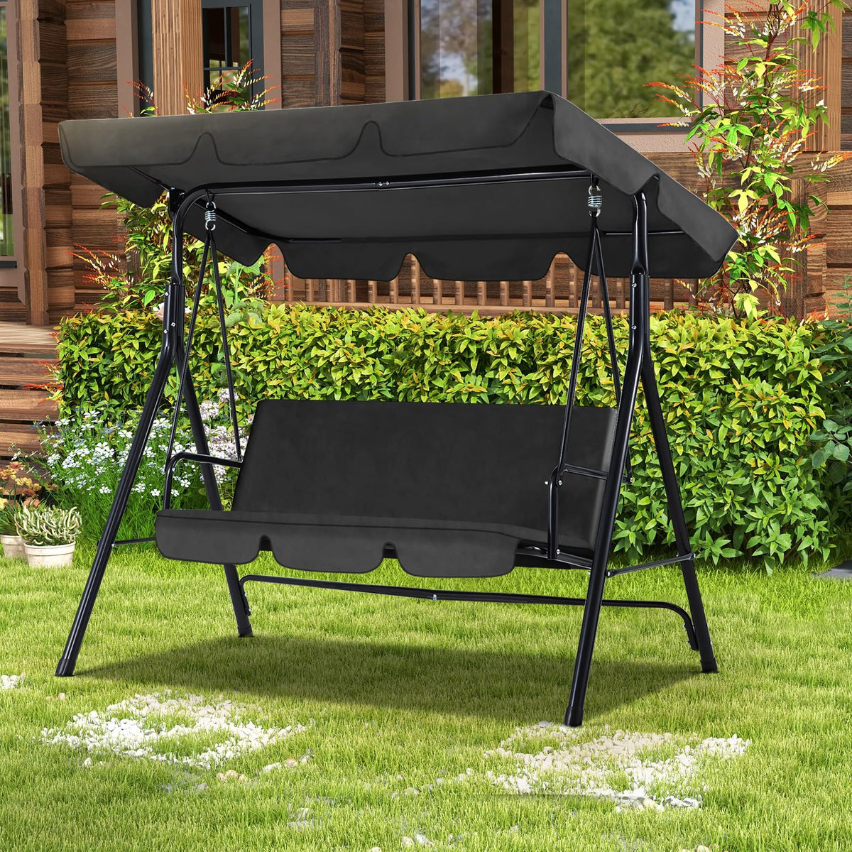 AECOJOY 3-Seat Outdoor Patio Swing Chair, Gray - Product image 8