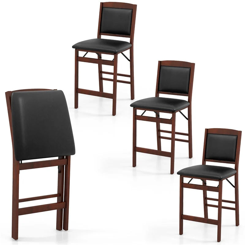 Set of 2 Folding Counter Height Bar Stools, 24.5" Kitchen Island Bar Chairs w/ Padded Backrest & Seat - Product image 9
