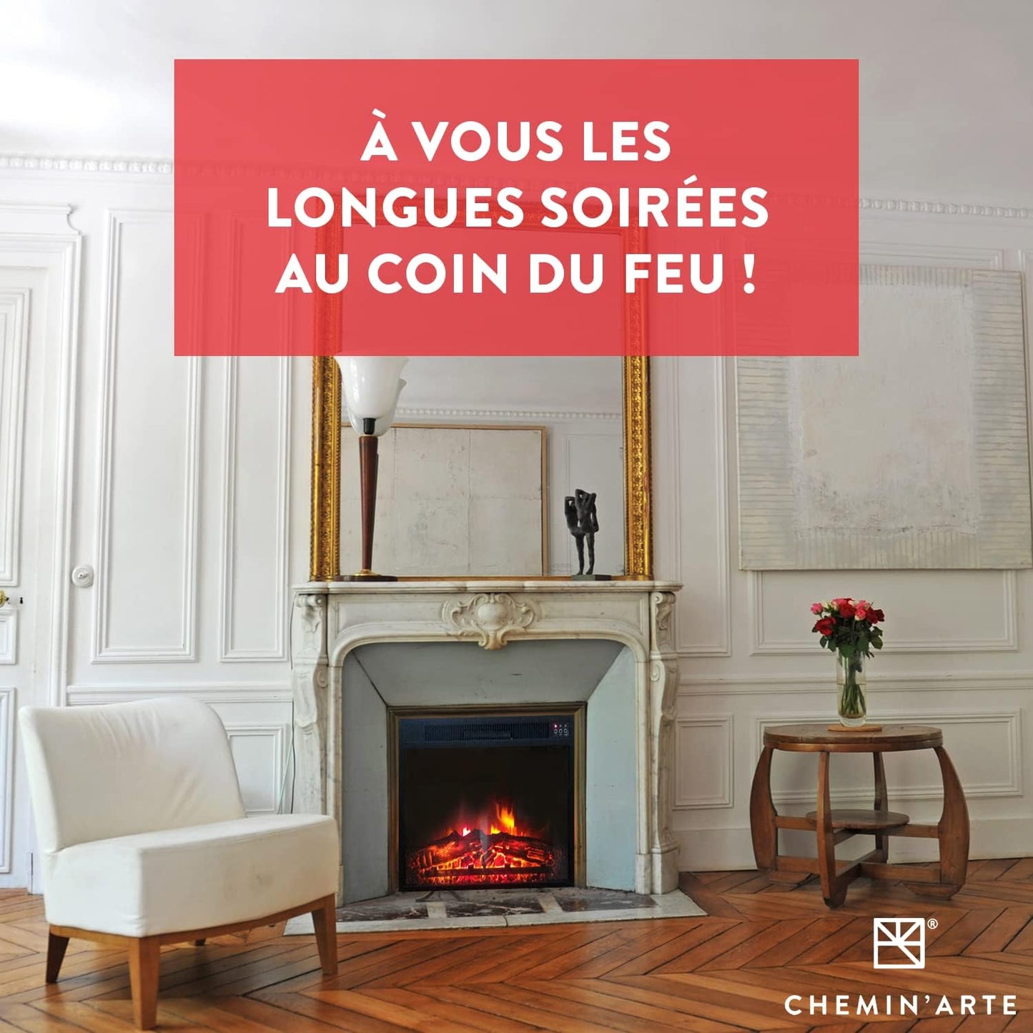 Chemin’Arte Recessed Electric Insert - Flame Effect - LEDs - Oxford XL - 2000W - Designed in France - 2 Year Guarantee