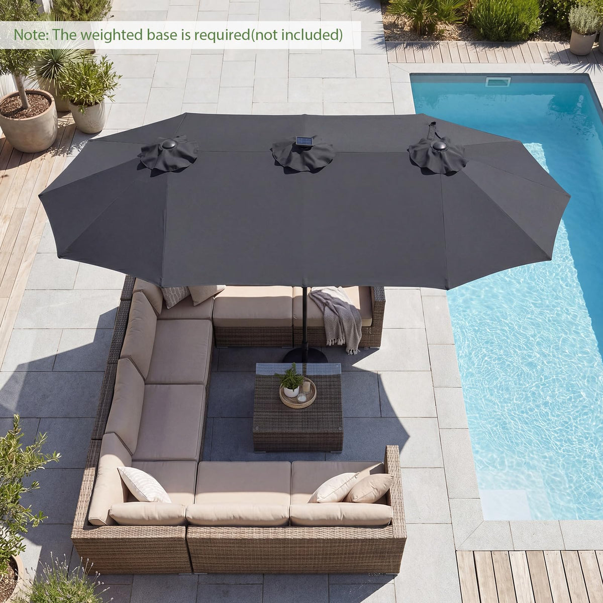 Tangkula 13 Ft Solar Patio Umbrella 36 LED Lights Crank Handle 12 Sturdy Ribs - Product image 9