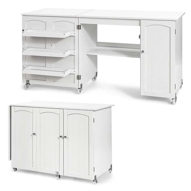 62.5" Folding Sewing Table Rolling Craft Station with Storage Cabinet & Shelves - Product image 15