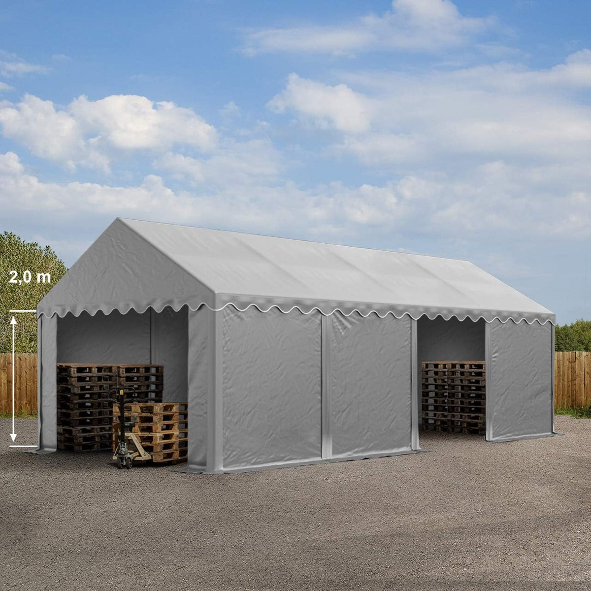 TOOLPORT Storage Tent 4x8 m PVC tarpaulin 700 N waterproof shelter Gray