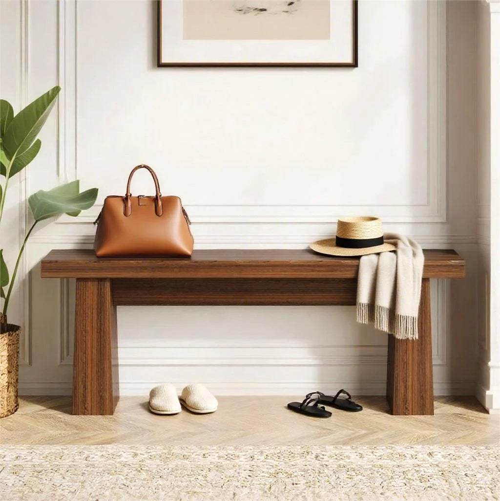 Fnova 48" Wooden Two - Person Backless Entryway Bench with Under - Bench Storage for Outdoor Garden - Product image 30