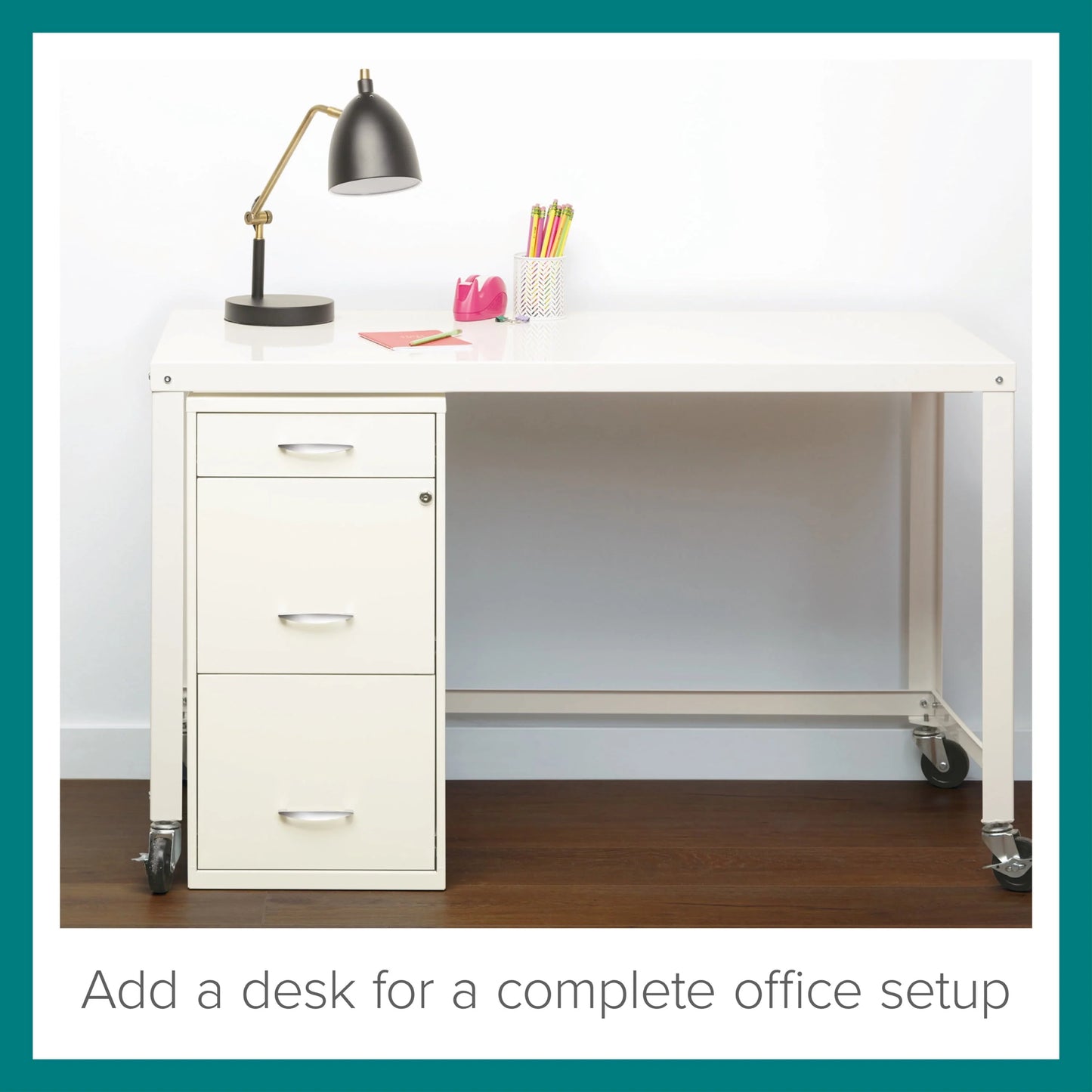Space Solutions 3 Drawer Letter Width Vertical File Cabinet with Pencil Drawer, White - Product image 15