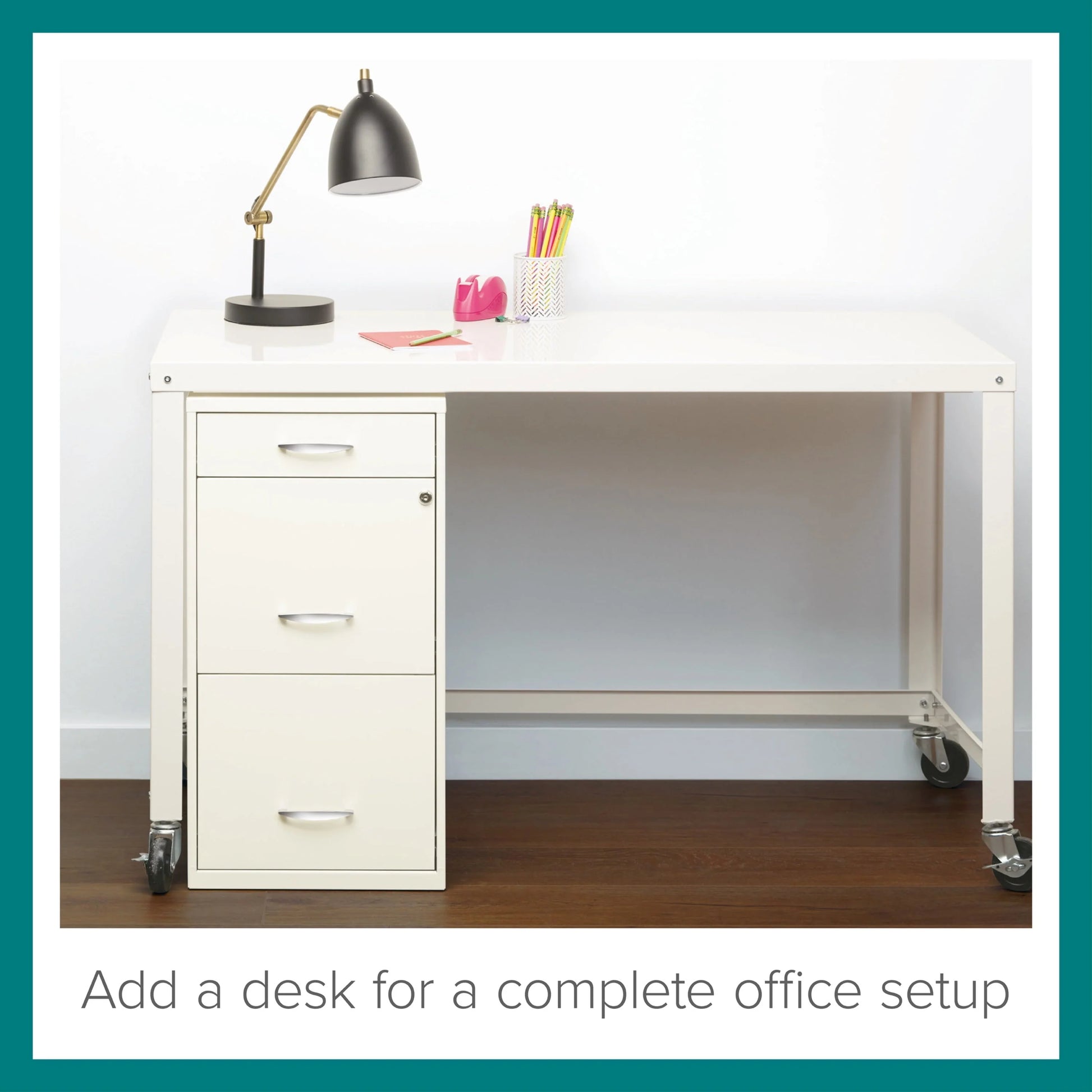 Space Solutions 3 Drawer Letter Width Vertical File Cabinet with Pencil Drawer, White - Product image 15