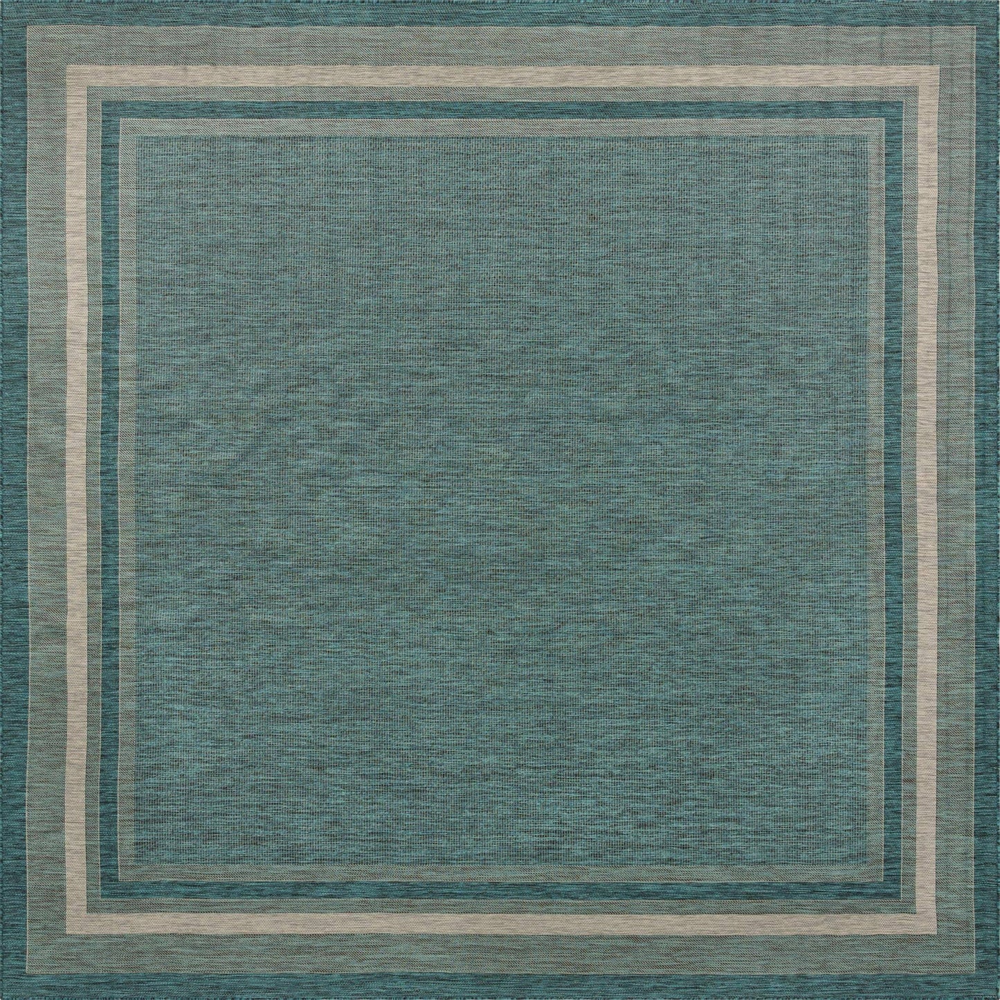 Unique Loom Outdoor Border 13 ft Square Teal Blue Green Area Rug Indoor Outdoor Rug - Product image 1