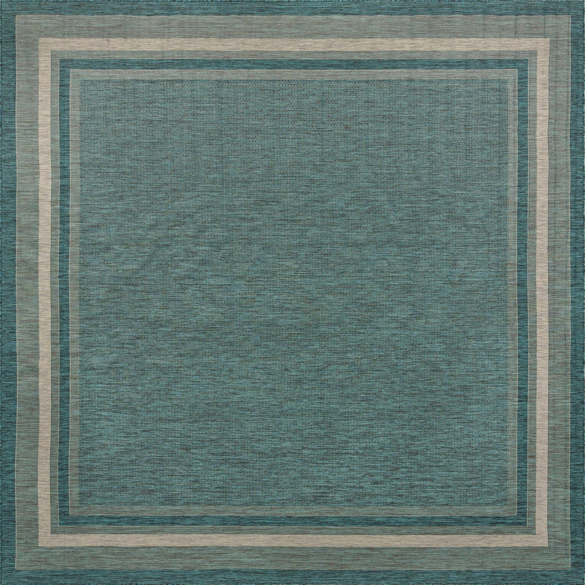 Unique Loom Outdoor Border 13 ft Square Teal Blue Green Area Rug Indoor Outdoor Rug - Product image 1