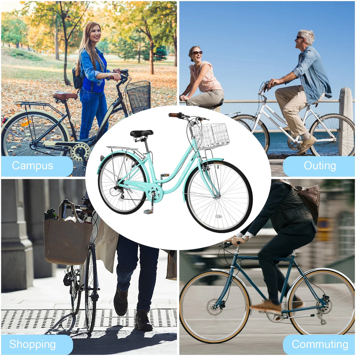 Ktaxon 26in Urban Commuter City Bike, Shimano 7 Speed Adult Road Bicycle, Pink - Product image 16