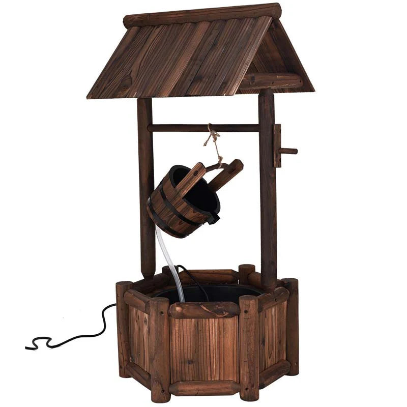 Rustic Outdoor Wishing Well Water Fountain with Electric Pump & Bucket - Product image 2
